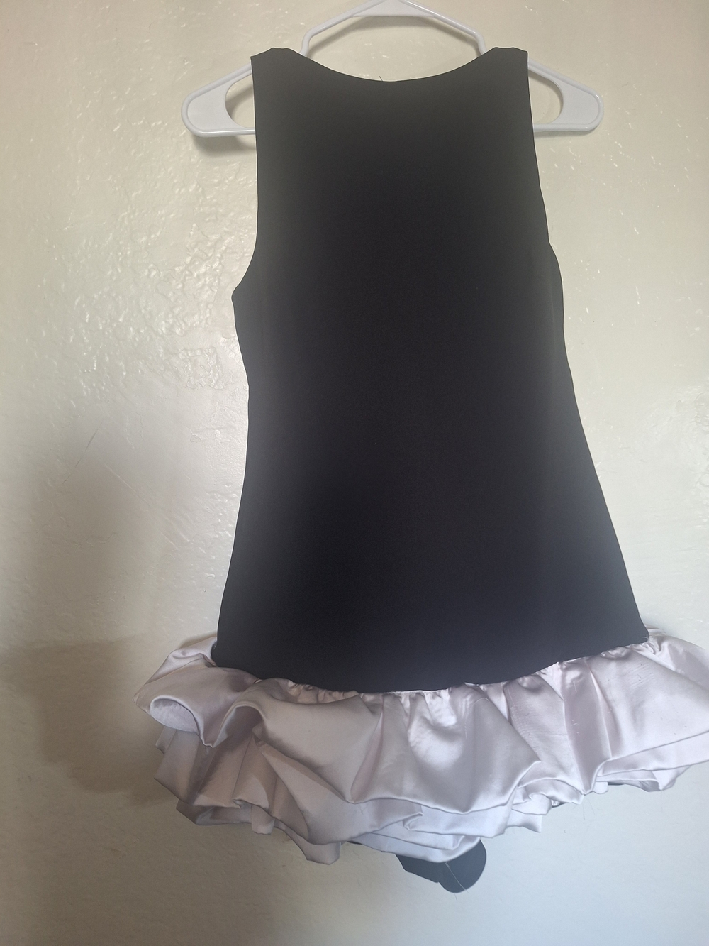 Zara Black Dress with White Satin Ruffle Hem